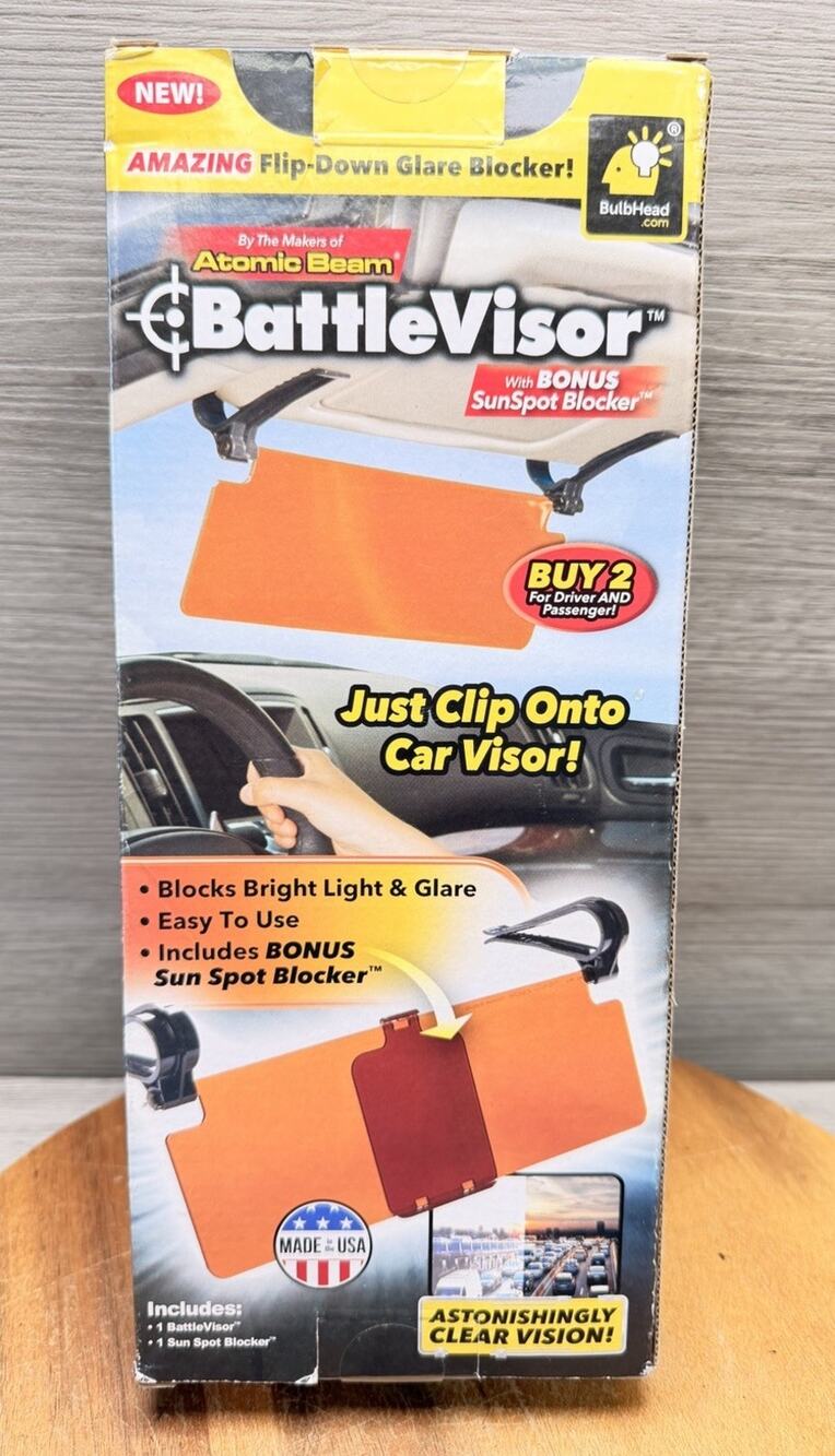 BattleVisor Glare Blocker Clips On Your Car Visor. Sunspot Blocker